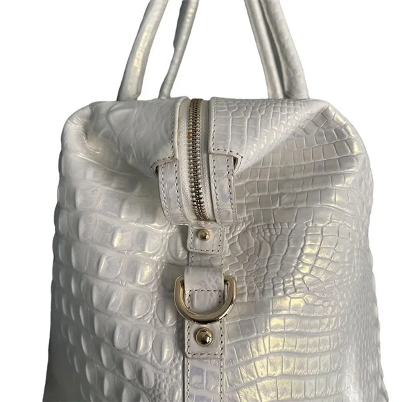 Brahmin Duxbury Weekender Duffel Bag Shell White Melbourne Travel Tote - Picture 4 of 15